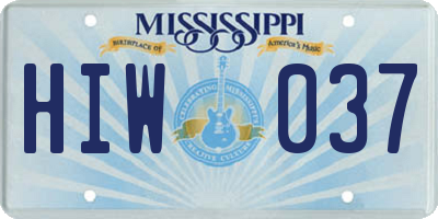 MS license plate HIW037