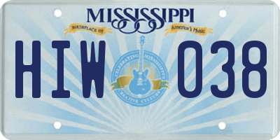 MS license plate HIW038