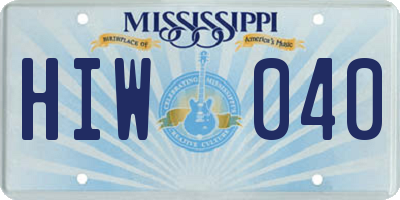 MS license plate HIW040