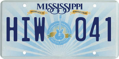 MS license plate HIW041