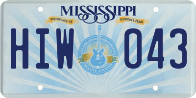MS license plate HIW043