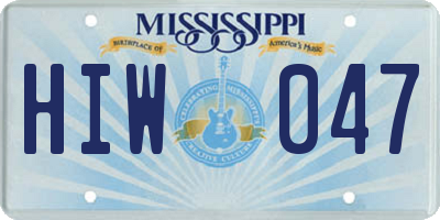 MS license plate HIW047