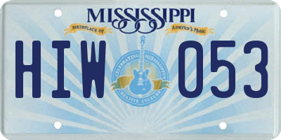 MS license plate HIW053