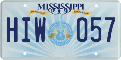 MS license plate HIW057
