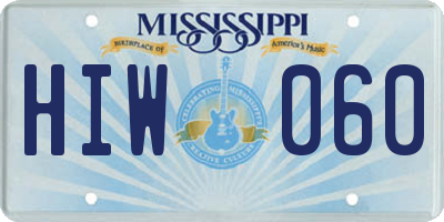 MS license plate HIW060
