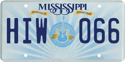 MS license plate HIW066