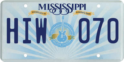 MS license plate HIW070
