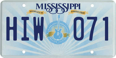 MS license plate HIW071