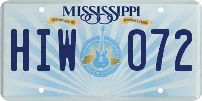 MS license plate HIW072
