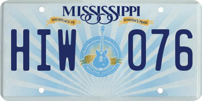 MS license plate HIW076