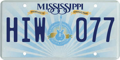 MS license plate HIW077