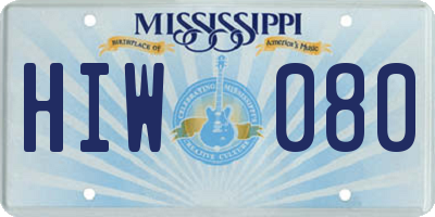 MS license plate HIW080