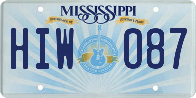 MS license plate HIW087