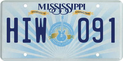 MS license plate HIW091