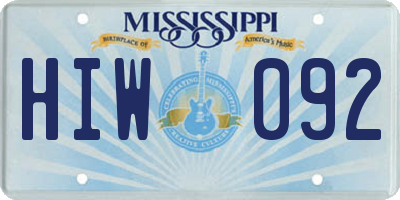 MS license plate HIW092
