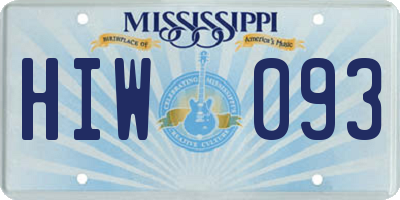 MS license plate HIW093
