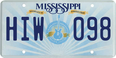 MS license plate HIW098