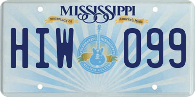 MS license plate HIW099