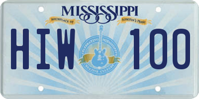 MS license plate HIW100