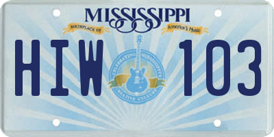 MS license plate HIW103