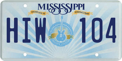 MS license plate HIW104