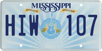 MS license plate HIW107