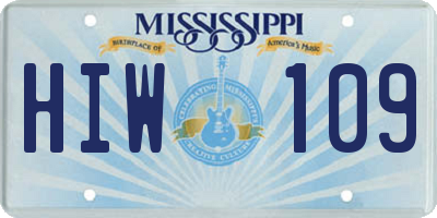 MS license plate HIW109