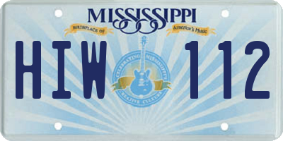MS license plate HIW112