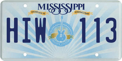 MS license plate HIW113