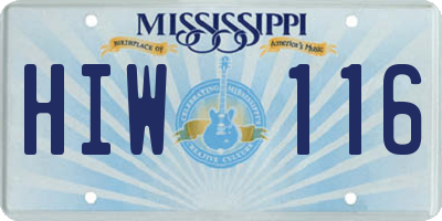 MS license plate HIW116
