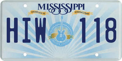 MS license plate HIW118