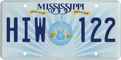 MS license plate HIW122