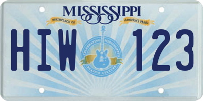 MS license plate HIW123