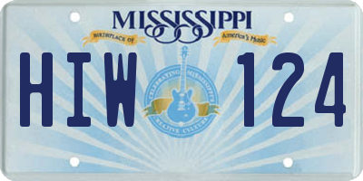 MS license plate HIW124