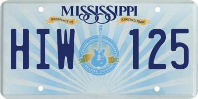 MS license plate HIW125