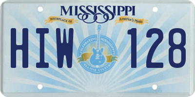 MS license plate HIW128