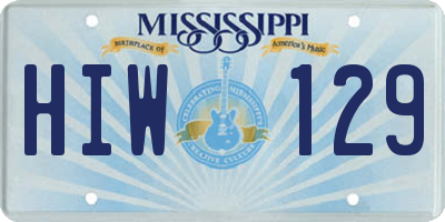 MS license plate HIW129