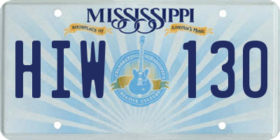 MS license plate HIW130