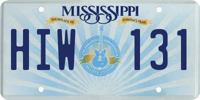 MS license plate HIW131