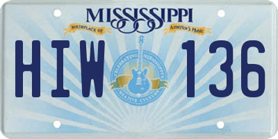 MS license plate HIW136