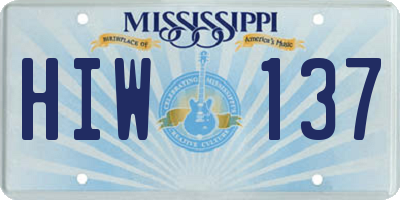 MS license plate HIW137