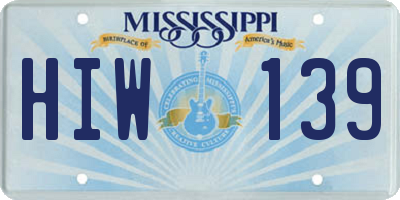 MS license plate HIW139