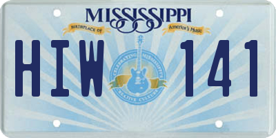 MS license plate HIW141