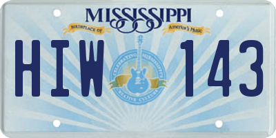 MS license plate HIW143