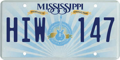 MS license plate HIW147