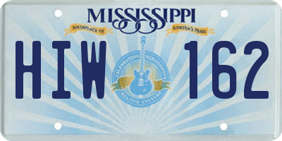 MS license plate HIW162