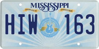 MS license plate HIW163