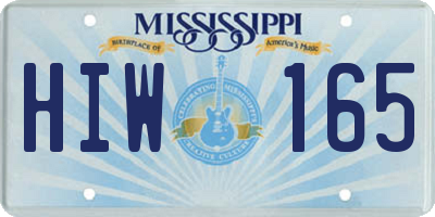MS license plate HIW165