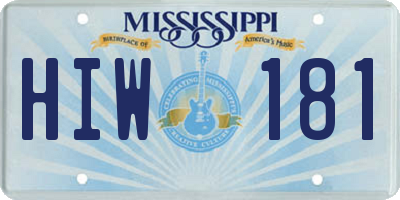 MS license plate HIW181