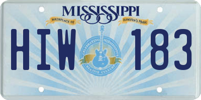 MS license plate HIW183